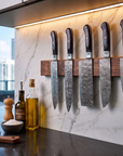 5-Piece Hand-Forged Damascus Steel Knife Set | Chef, Santoku, Cleaver, Utility & Bread Knives