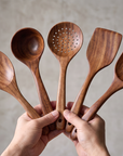 5-Piece Acacia Wood Kitchen Utensil Set | Natural Wood | Hanging Storage