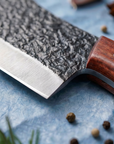 Hand Forged Butcher Chef Knife — High Carbon Steel, Hammered Finish