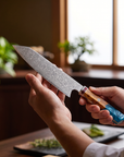 8" Kiritsuke Chef Knife — VG10 Damascus Steel, Octagonal Resin Handle