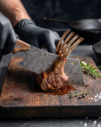 Damascus Meat Cleaver — High Carbon Steel, Oak Handle