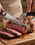 6-Piece Serrated Steak Knife Set | Damascus Pattern Stainless Steel | Wood Handles