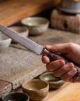 6-Piece Serrated Steak Knife Set | Damascus Pattern Stainless Steel | Wood Handles