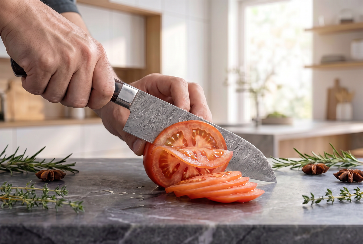5-Piece Hand-Forged Damascus Steel Knife Set | Chef, Santoku, Cleaver, Utility &amp; Bread Knives