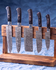 5-Piece Hand-Forged Damascus Steel Knife Set | Chef, Santoku, Cleaver, Utility & Bread Knives