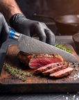 7-Piece Damascus Kitchen Knife Set | VG10 67-Layer Steel | Blue Resin & Wood Handles