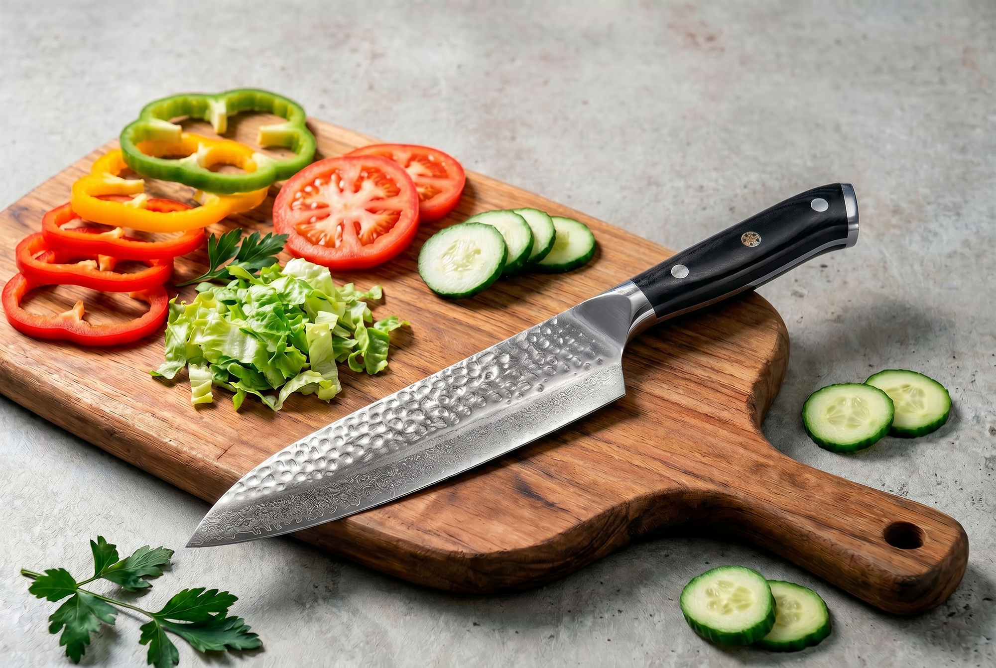 8" Damascus Santoku Chef Knife — VG10 67-Layer Steel, G-10 Handle