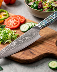 8" Damascus Santoku Chef Knife — VG10 67-Layer Steel, Abalone Shell Handle