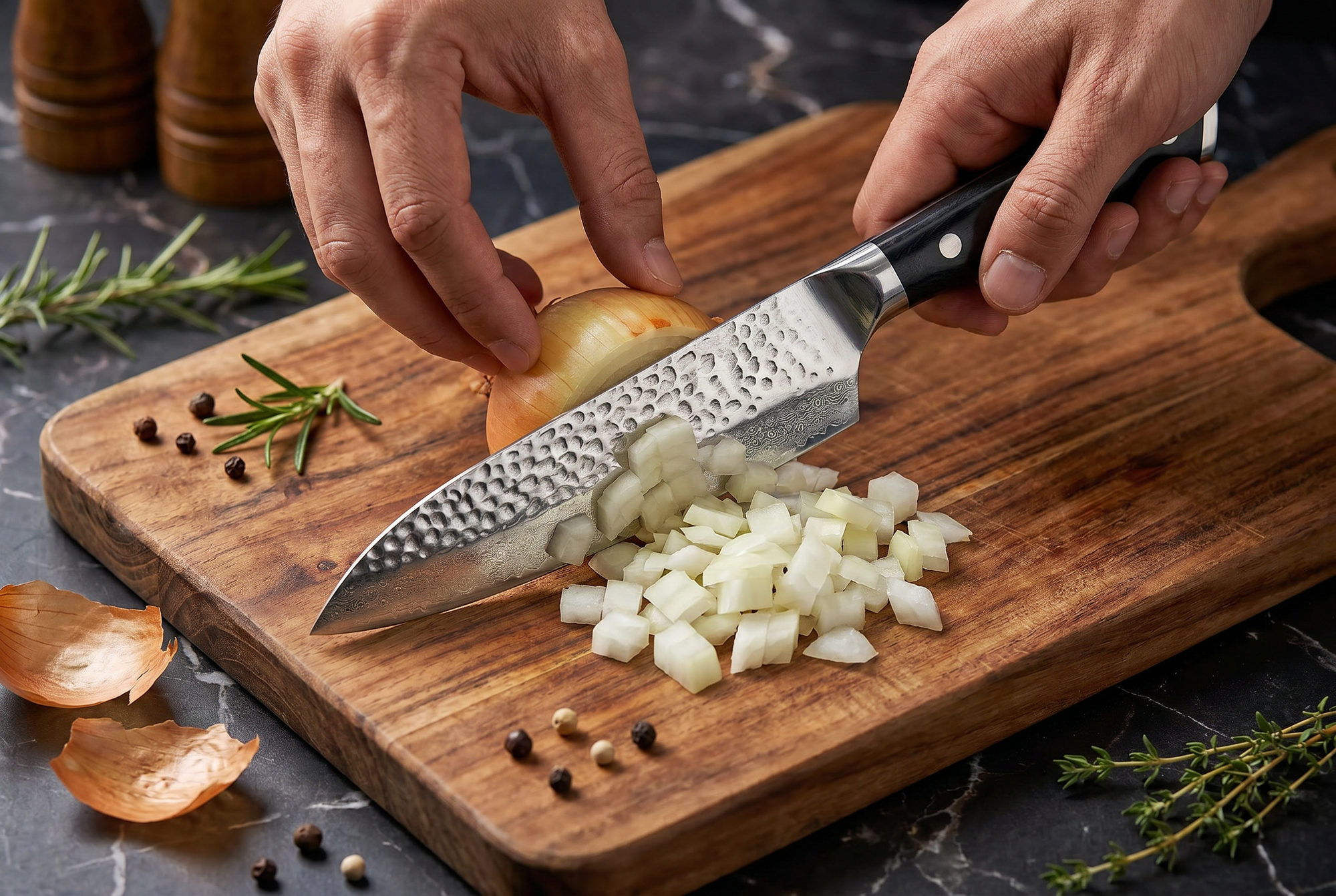 8" Damascus Santoku Chef Knife — VG10 67-Layer Steel, G-10 Handle