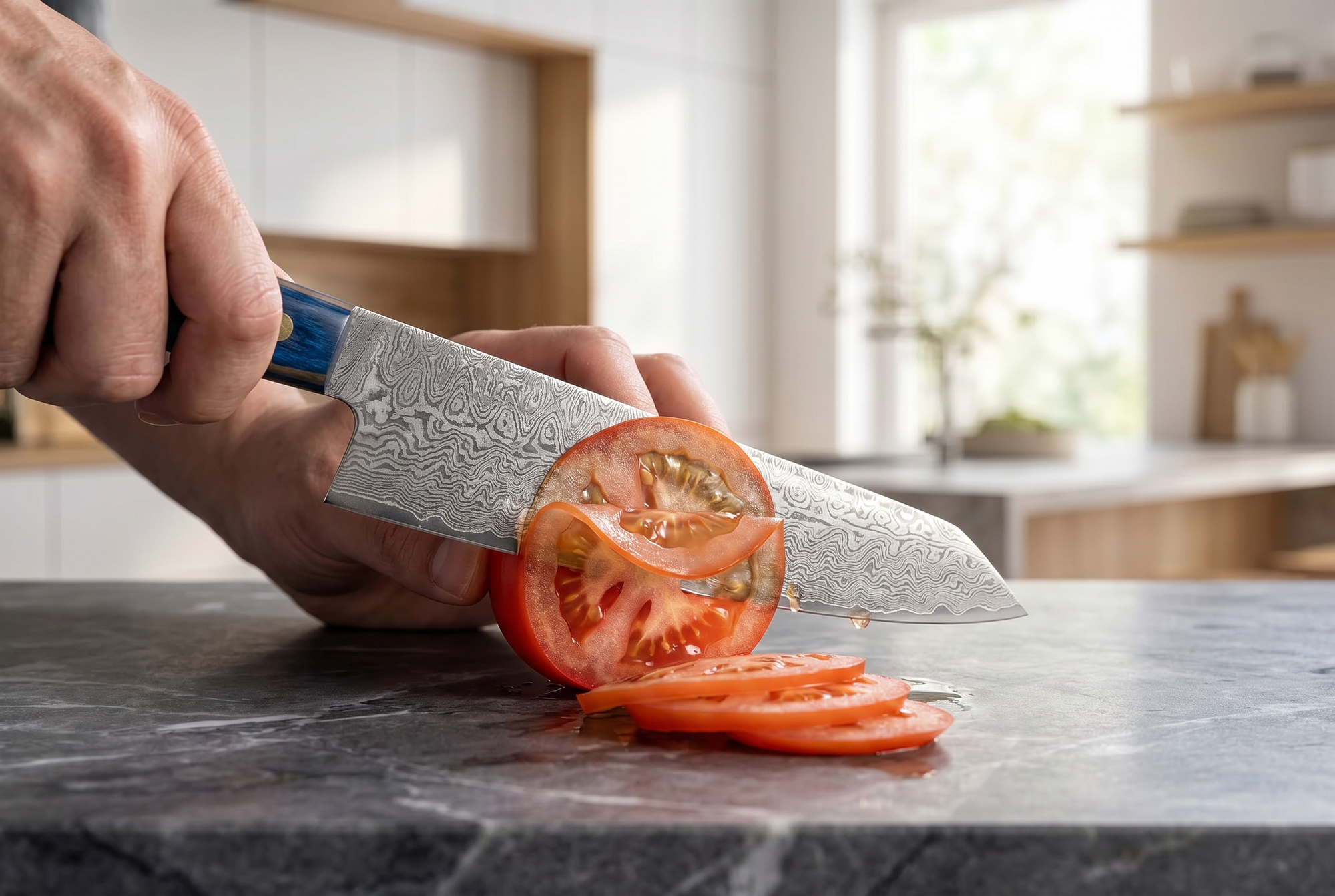 7" Santoku Knife — VG10 Damascus Steel, Pakkawood Handle