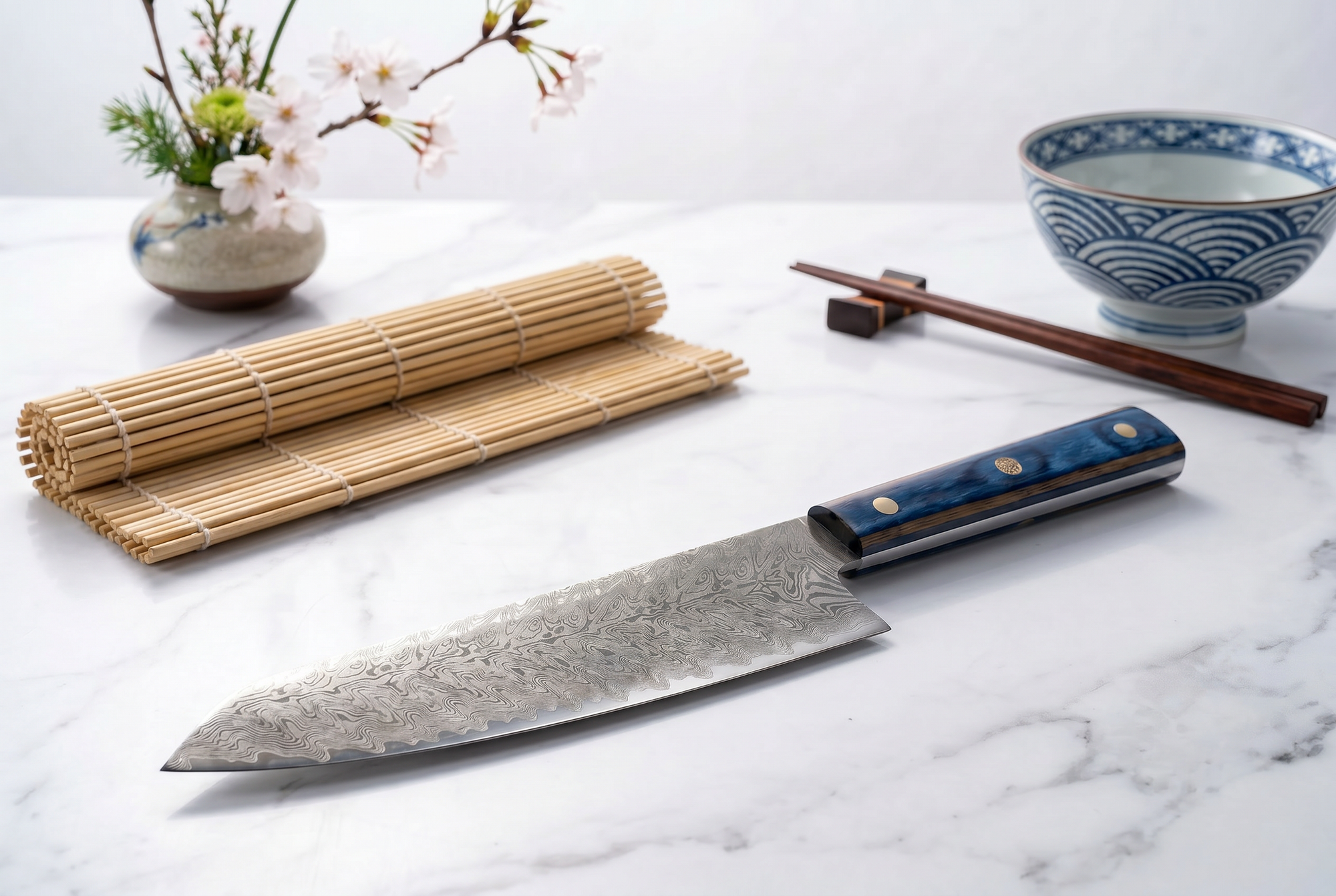 7" Santoku Knife — VG10 Damascus Steel, Pakkawood Handle