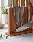 Acacia Wood Magnetic Knife Block | Strong Magnetic Hold | Natural Wood Finish