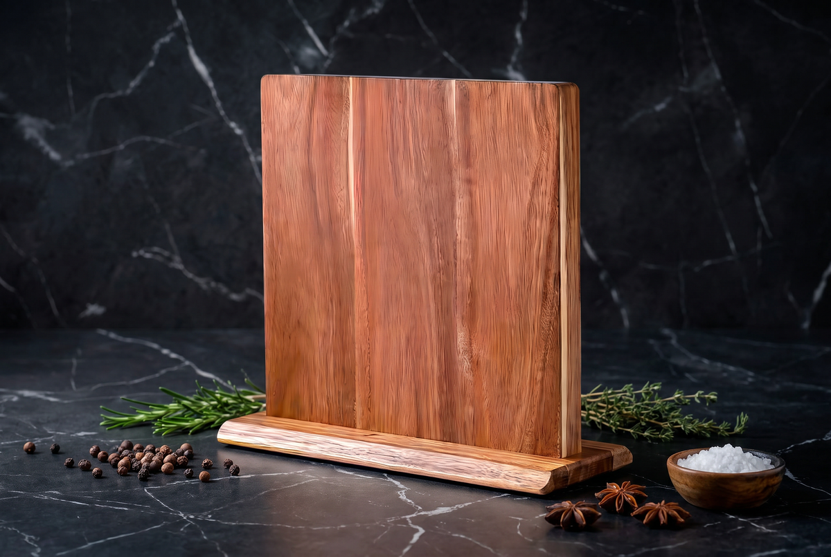 Acacia Wood Magnetic Knife Block | Strong Magnetic Hold | Natural Wood Finish