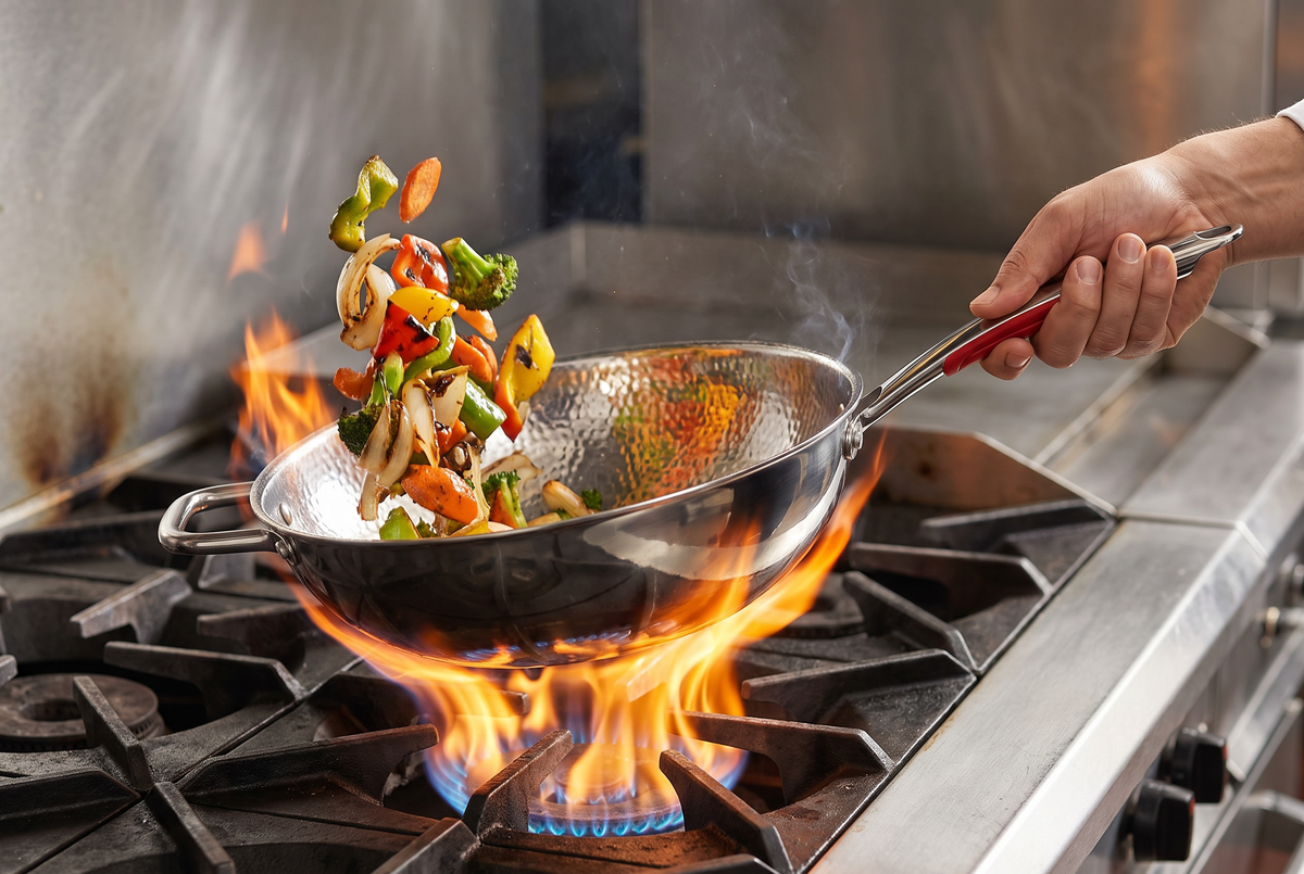 Titanium Hammered Wok | 5-Layer Construction | Gas &amp; Induction Compatible