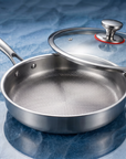 Titanium Frying Pan with Lid | Honeycomb Surface | Induction Compatible | Multi-Layer Construction