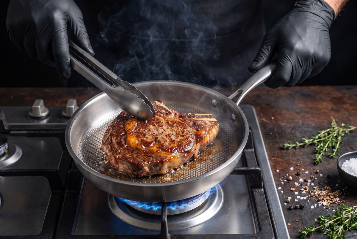 Titanium Frying Pan with Lid | Honeycomb Surface | Induction Compatible | Multi-Layer Construction