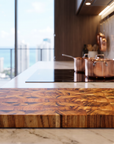Acacia Cutting Board | End Grain Solid Wood Butcher Block | 1" Thick