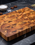 Acacia Cutting Board | End Grain Solid Wood Butcher Block | 1" Thick