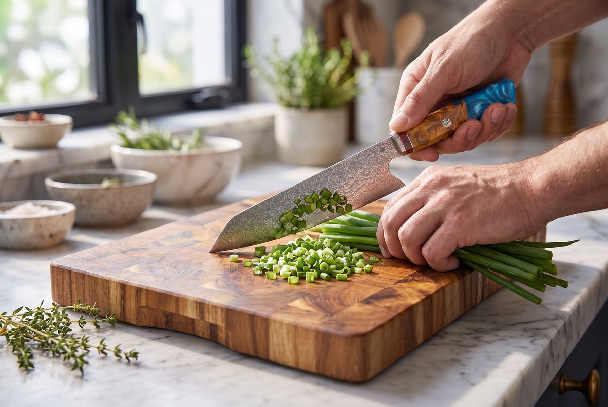 Acacia Cutting Board | End Grain Solid Wood Butcher Block | 1" Thick