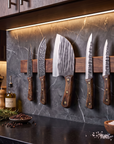 5-Piece Hand-Forged Knife Set | High-Carbon Steel | Hardwood & Copper Rivet Handles