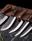 5-Piece Hand-Forged Knife Set | High-Carbon Steel | Hardwood & Copper Rivet Handles