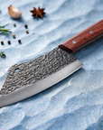 Hand Forged Butcher Chef Knife — High Carbon Steel, Hammered Finish