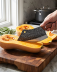 Hand Forged Butcher Chef Knife — High Carbon Steel, Hammered Finish
