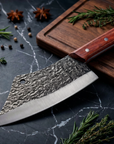 Hand Forged Butcher Chef Knife — High Carbon Steel, Hammered Finish