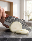 Hand Forged Butcher Chef Knife — High Carbon Steel, Hammered Finish