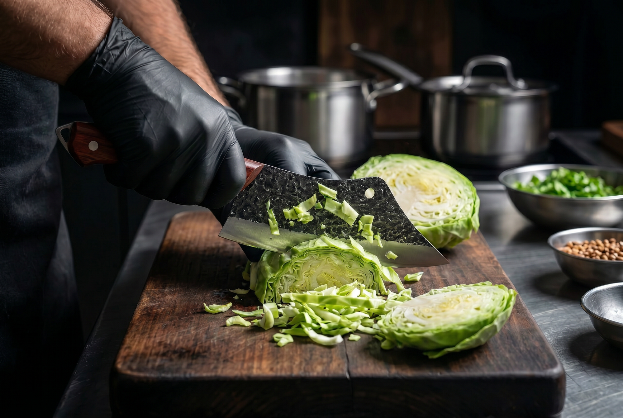 Hand Forged Butcher Chef Knife — High Carbon Steel, Hammered Finish