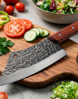 Hand Forged Butcher Chef Knife — High Carbon Steel, Hammered Finish