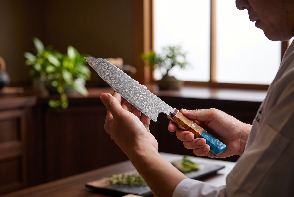 8" Kiritsuke Chef Knife — VG10 Damascus Steel, Octagonal Resin Handle