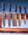 5-Piece Hand-Forged Damascus Steel Knife Set | Chef, Santoku, Cleaver, Utility & Bread Knives