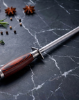 12" Knife Sharpening Rod | 65 HRC Magnetic Honing Steel | Wood Handle