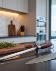 12" Knife Sharpening Rod | 65 HRC Magnetic Honing Steel | Wood Handle