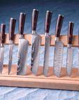 8-Piece Damascus Kitchen Knife Set | 58+ HRC Stainless Steel | Wood Handles