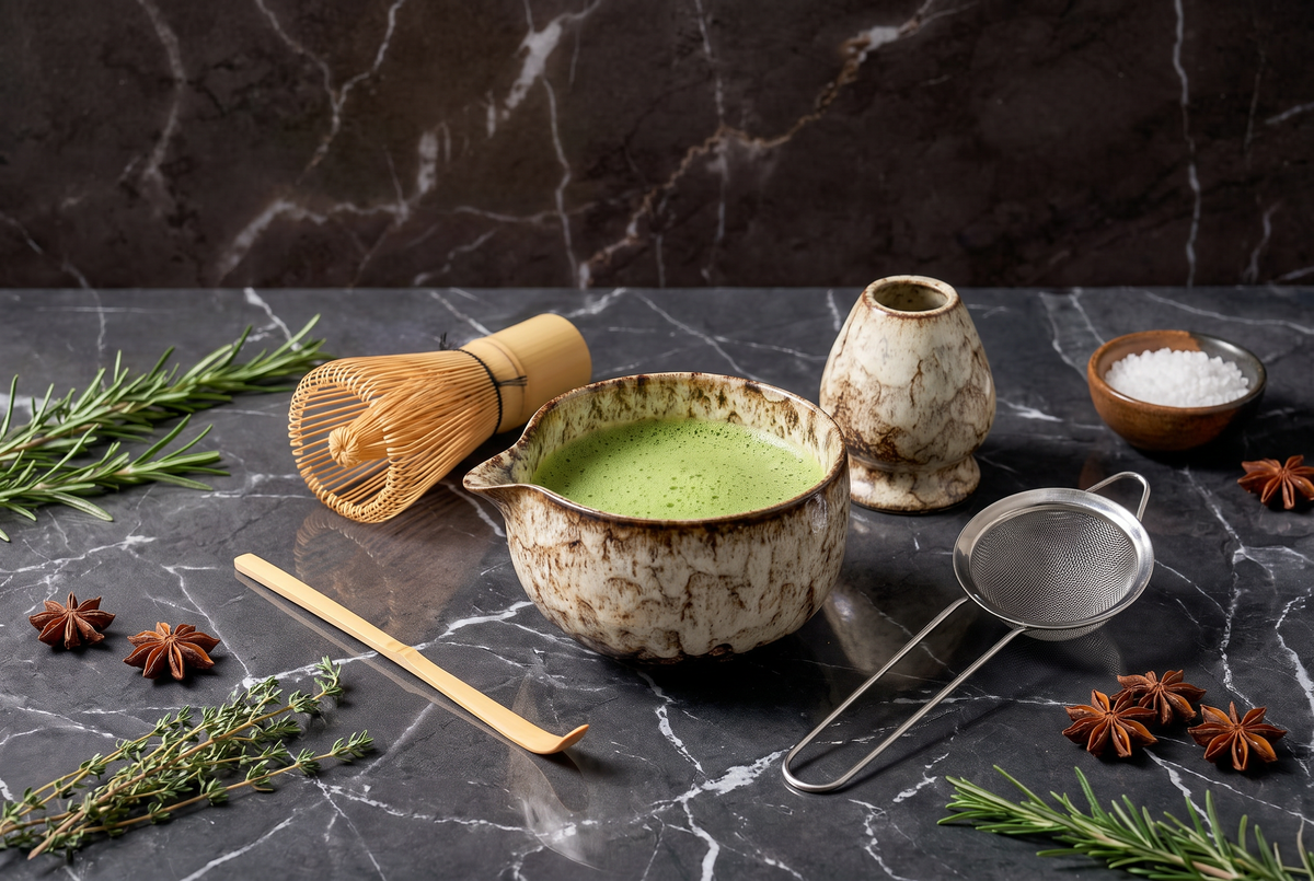 6-Piece Japanese Matcha Tea Set | Ceramic Bowl, Bamboo Whisk &amp; Sifter