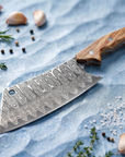 Damascus Meat Cleaver — High Carbon Steel, Oak Handle