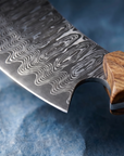 Damascus Meat Cleaver — High Carbon Steel, Oak Handle