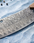 Damascus Meat Cleaver — High Carbon Steel, Oak Handle