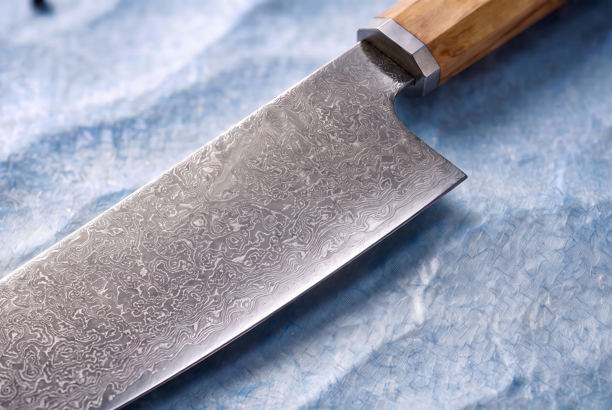 7" Santoku Knife | AUS-10 67-Layer Damascus Steel | Solid Olivewood Handle