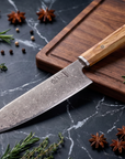 7" Santoku Knife | AUS-10 67-Layer Damascus Steel | Solid Olivewood Handle