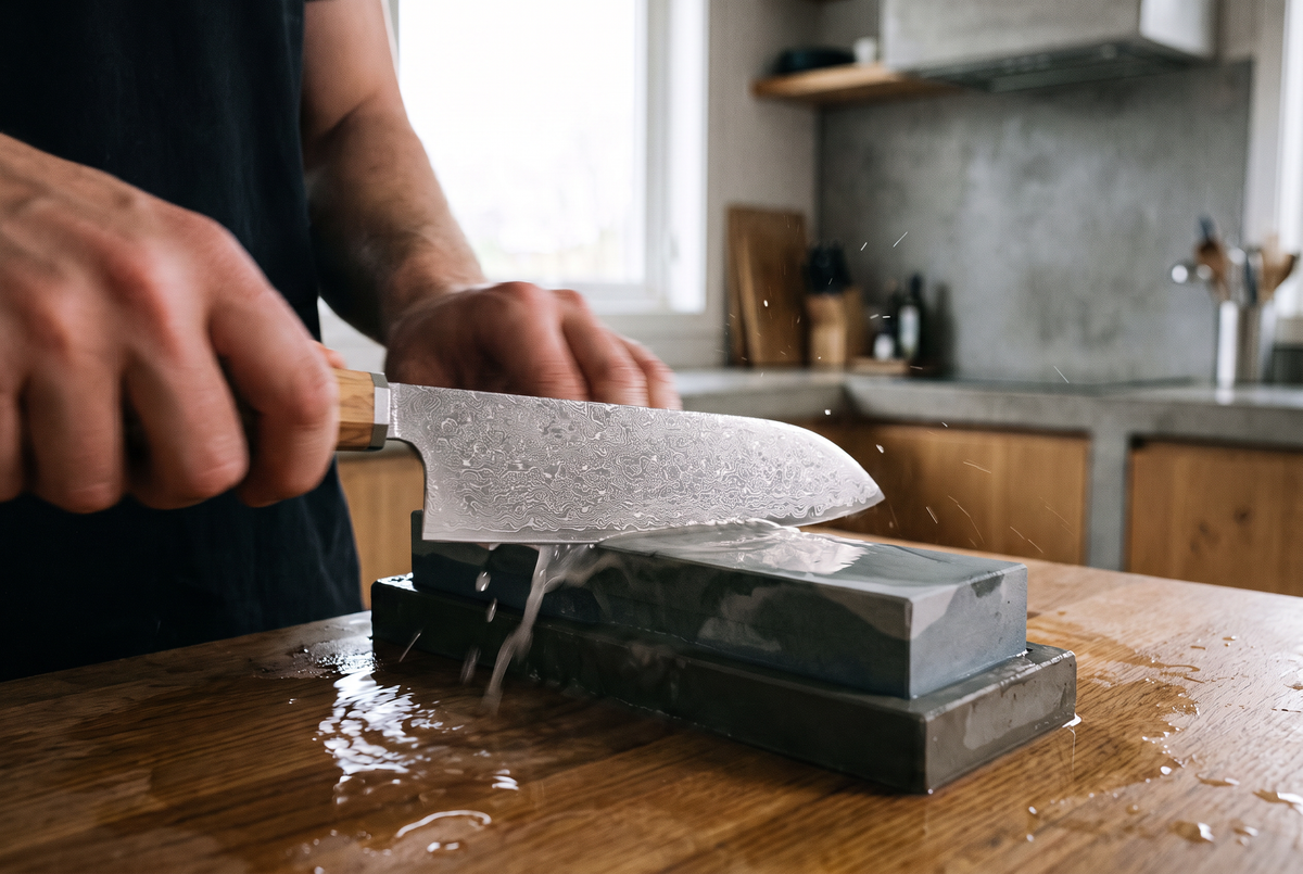 7" Santoku Knife | AUS-10 67-Layer Damascus Steel | Solid Olivewood Handle