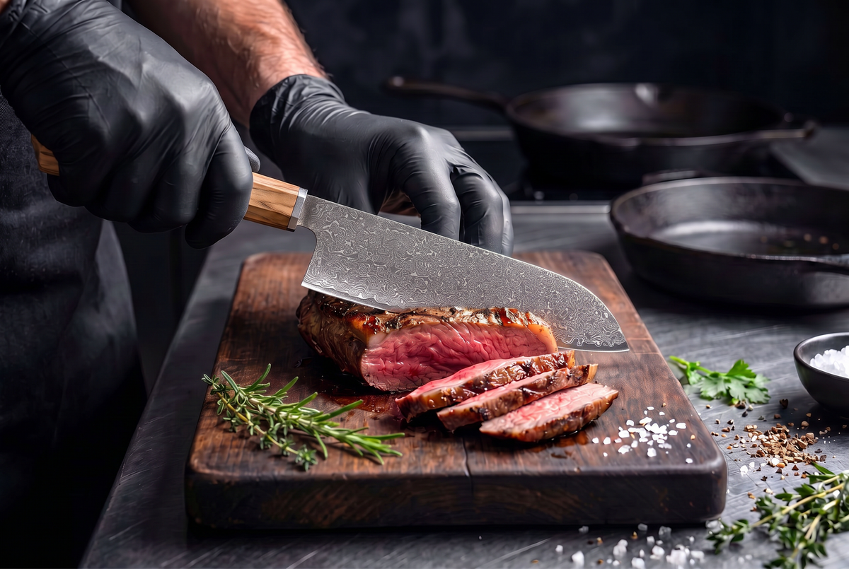 7" Santoku Knife | AUS-10 67-Layer Damascus Steel | Solid Olivewood Handle