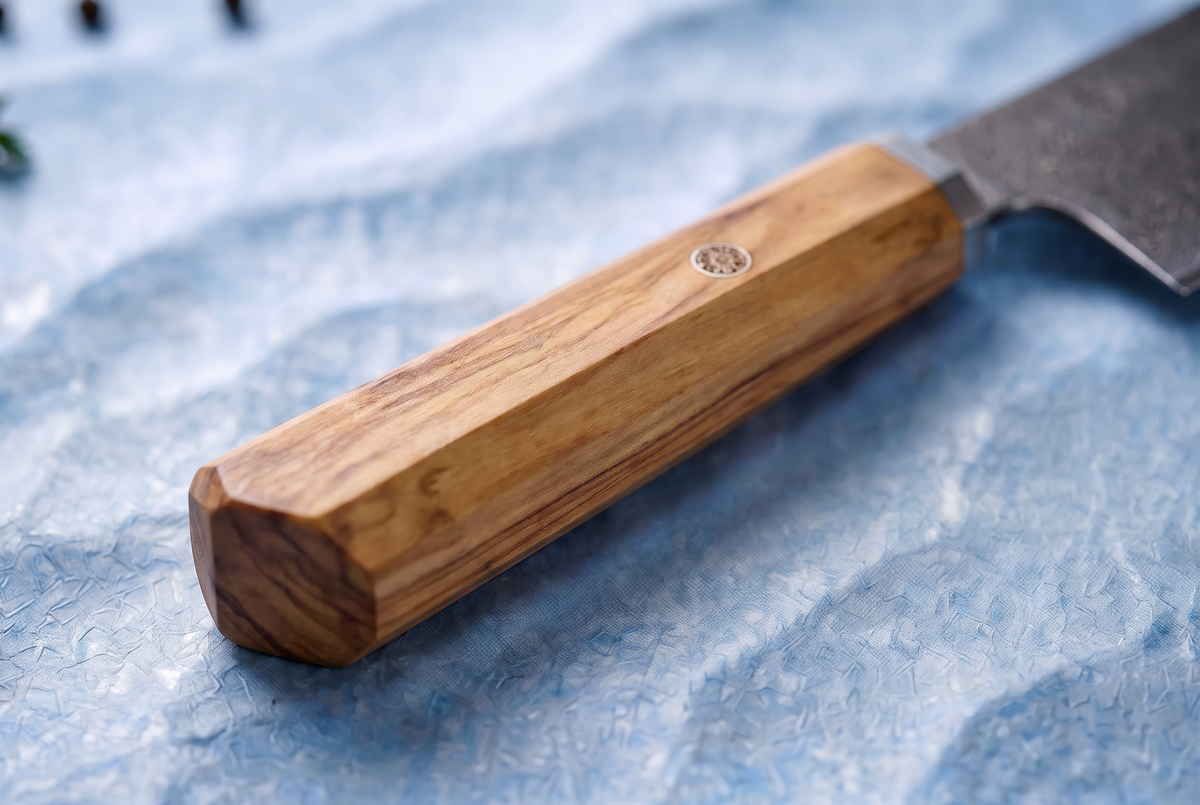 7" Santoku Knife | AUS-10 67-Layer Damascus Steel | Solid Olivewood Handle