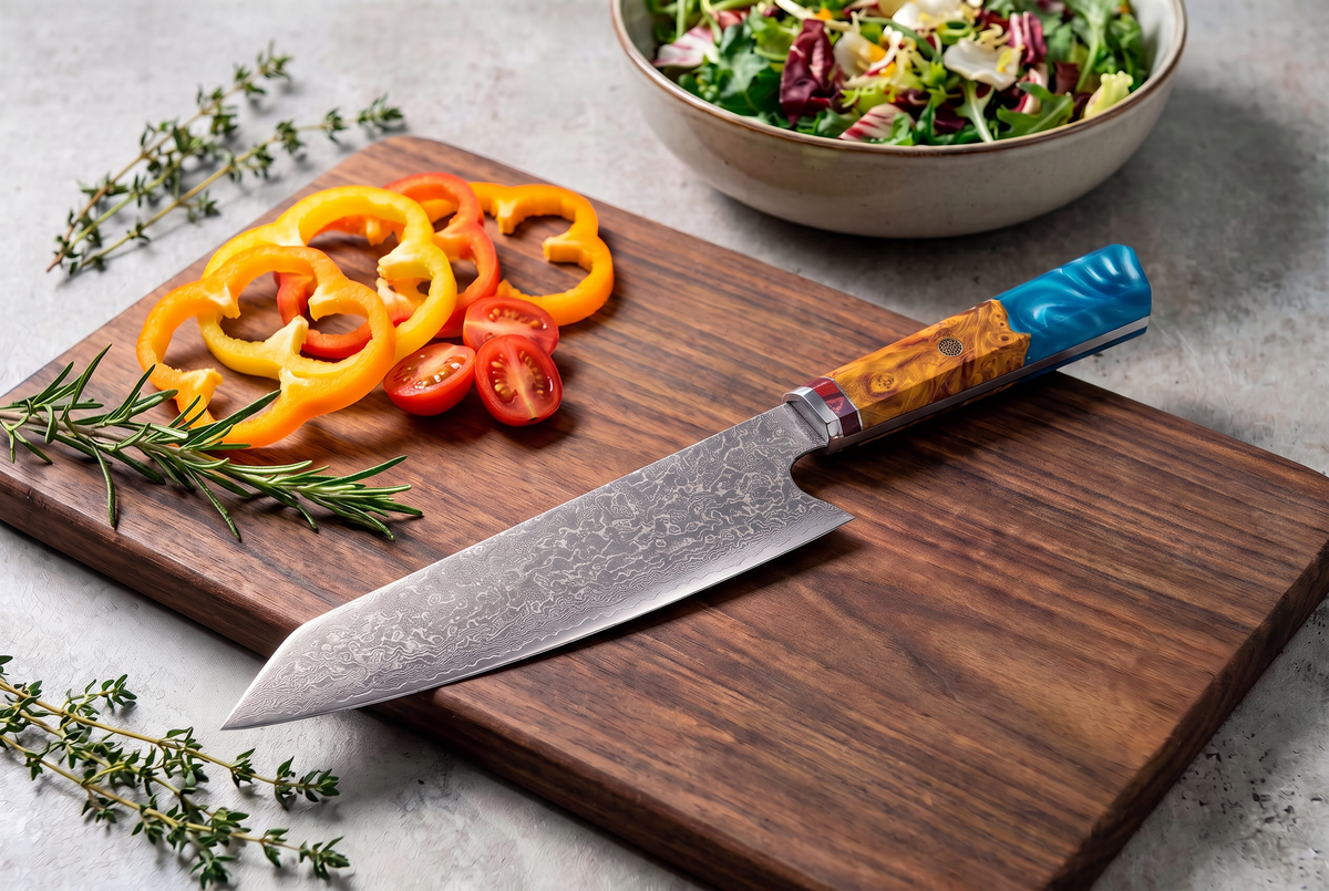 8" Kiritsuke Chef Knife — VG10 Damascus Steel, Octagonal Resin Handle