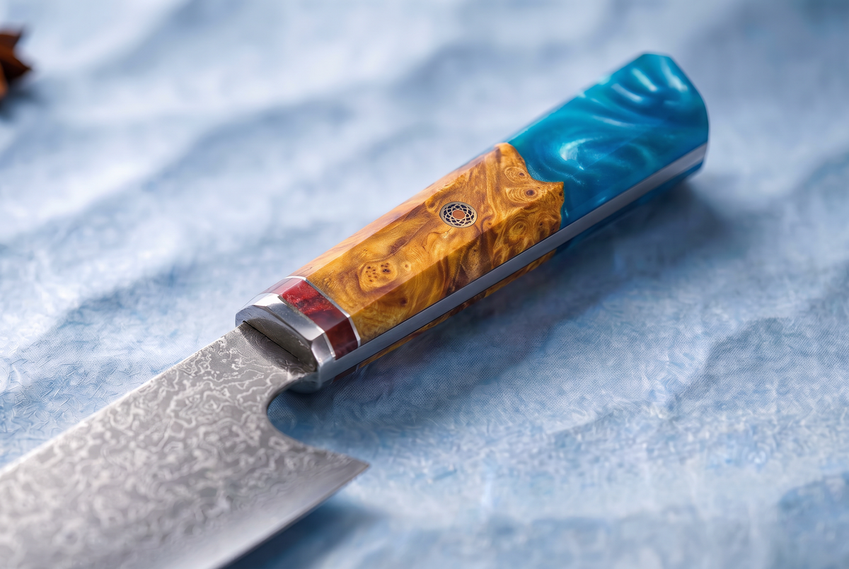 8" Kiritsuke Chef Knife — VG10 Damascus Steel, Octagonal Resin Handle