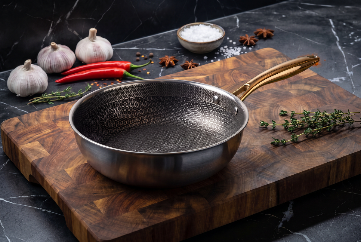 316 Stainless Steel Frying Pan | Honeycomb Surface | Multi-Layer Construction