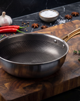 316 Stainless Steel Frying Pan | Honeycomb Surface | Multi-Layer Construction
