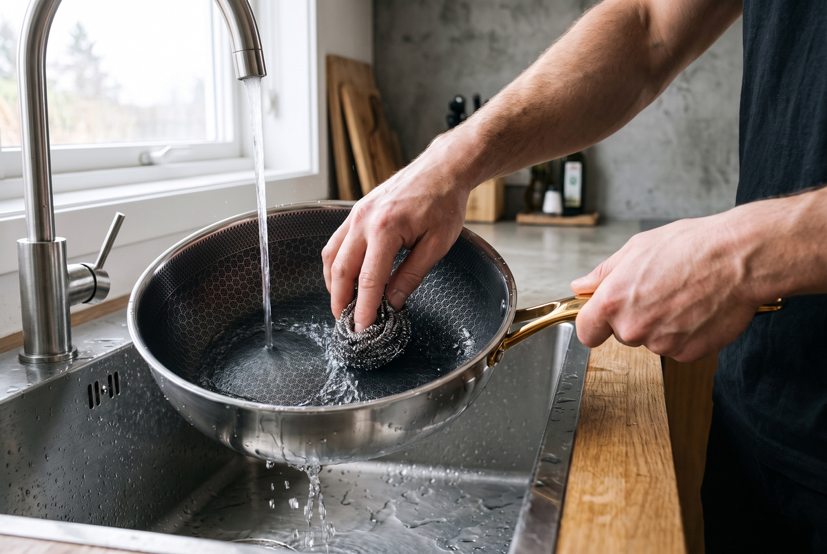 316 Stainless Steel Frying Pan | Honeycomb Surface | Multi-Layer Construction